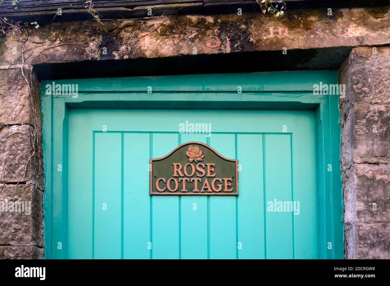House nameplate, "Rose Cottage", Low Fellside, Kendal, Cumbria, England