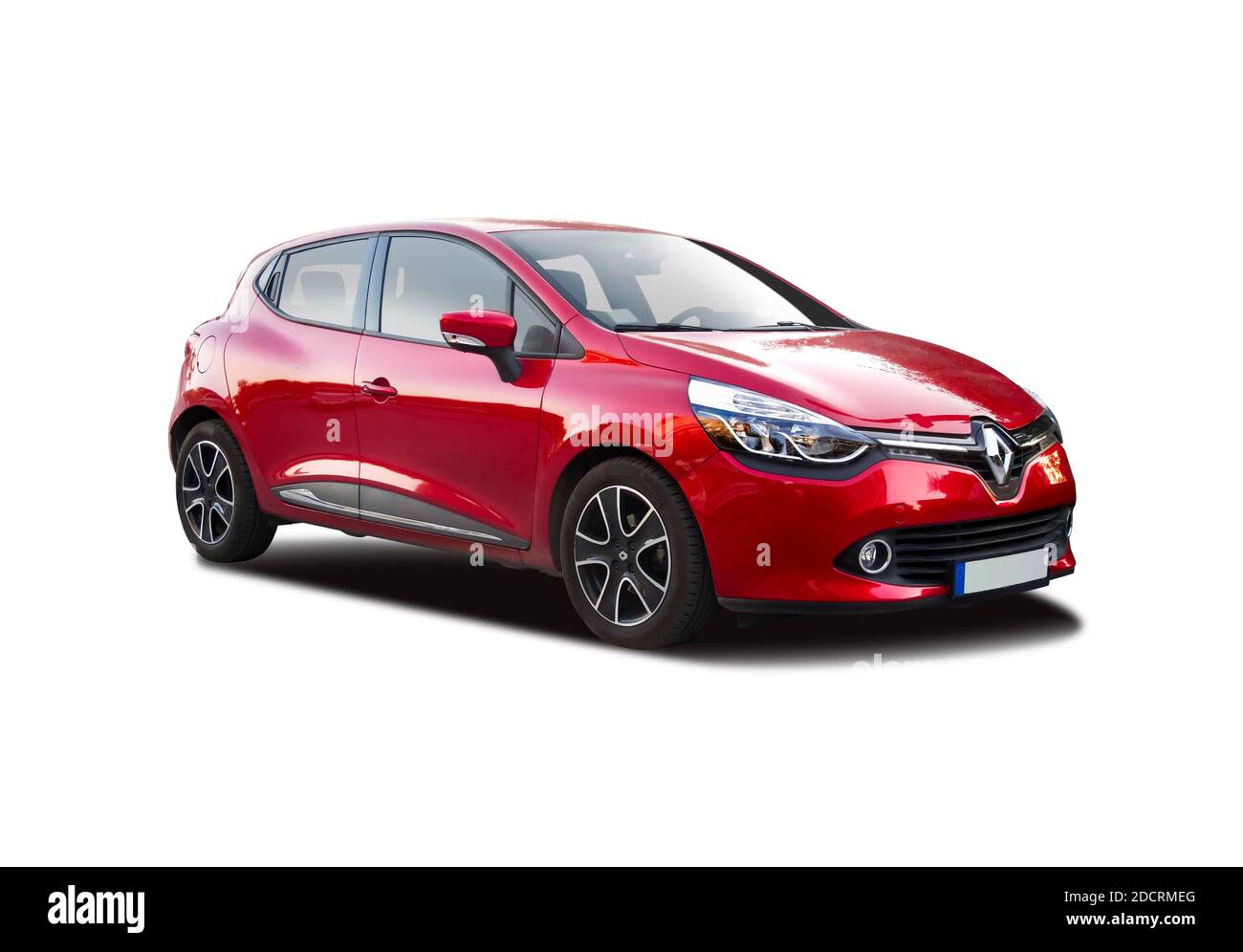 French hatchback family car, side view isolated on white background