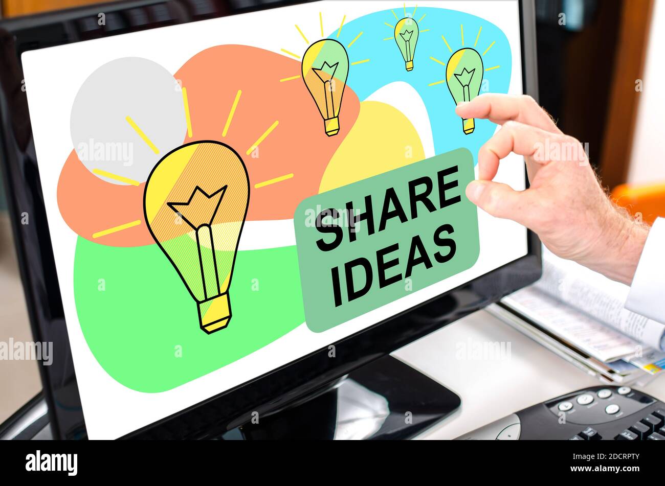 Share ideas concept shown on a computer screen Stock Photo