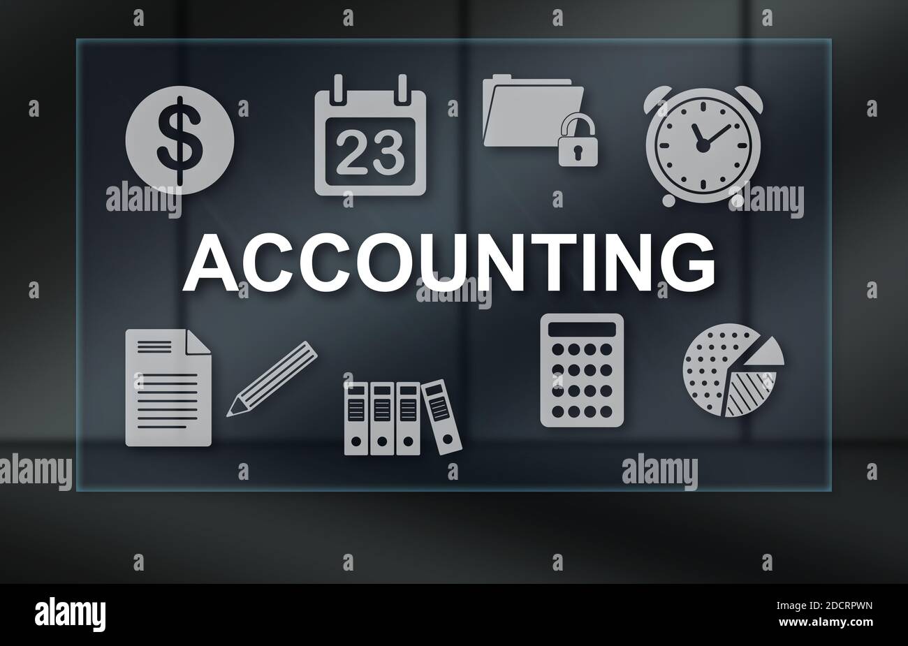 Accounting concept on dark background Stock Photo - Alamy