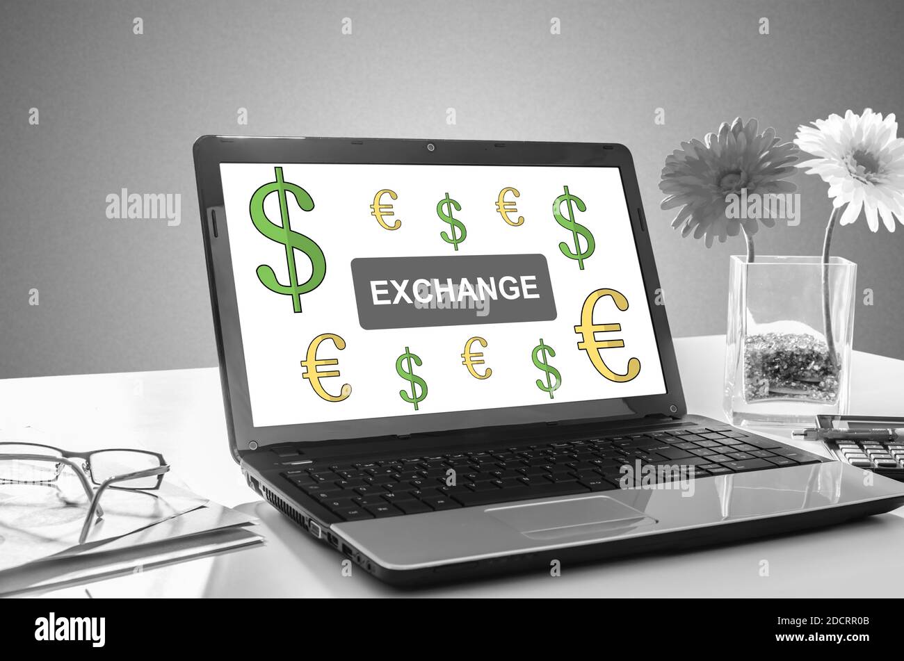 Laptop screen showing exchange concept Stock Photo Alamy