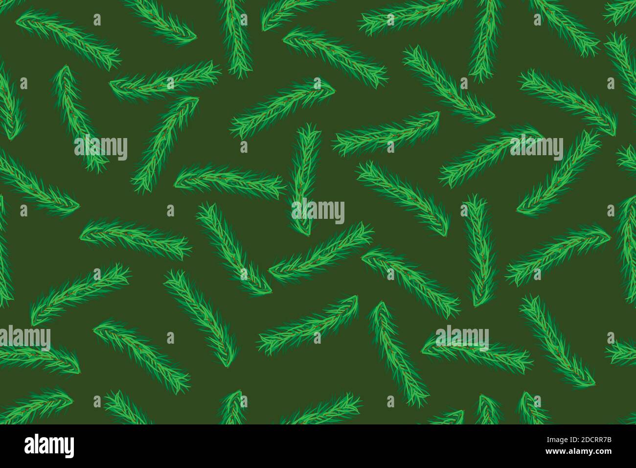 Christmas seamless pattern with fir branches isolated on green ...