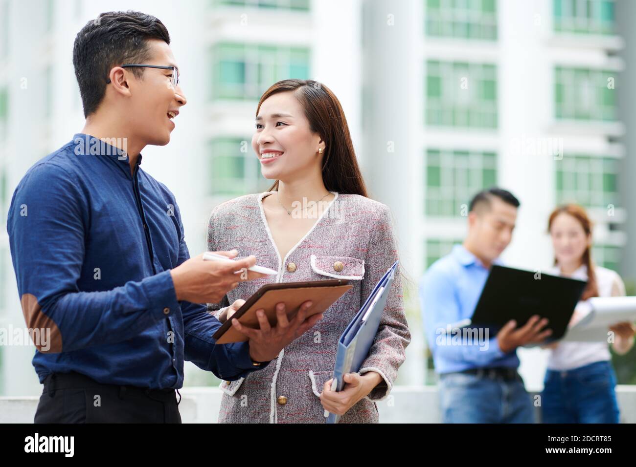 Business people with tablet computer Stock Photo