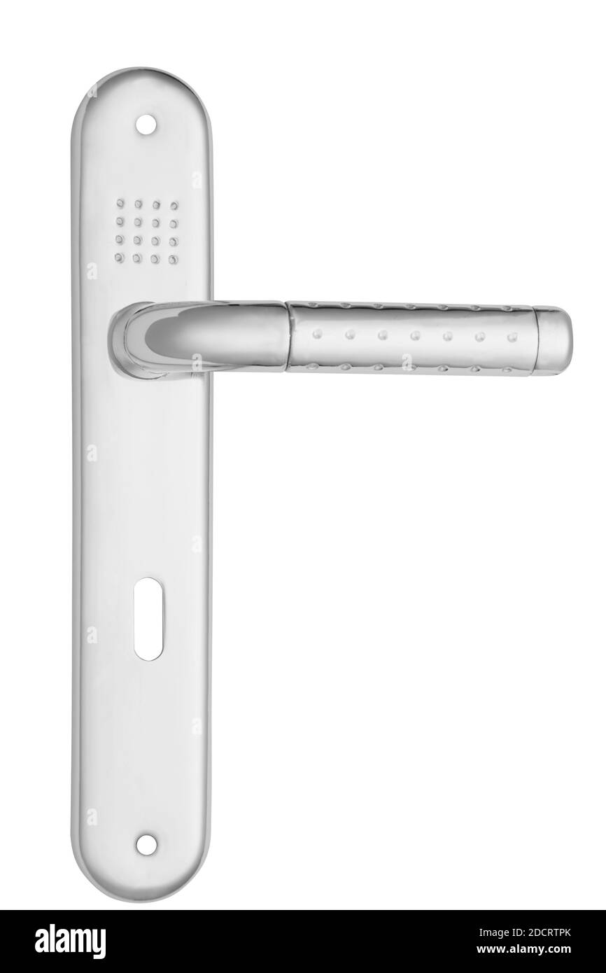 Metal door handle isolated on white background Stock Photo - Alamy