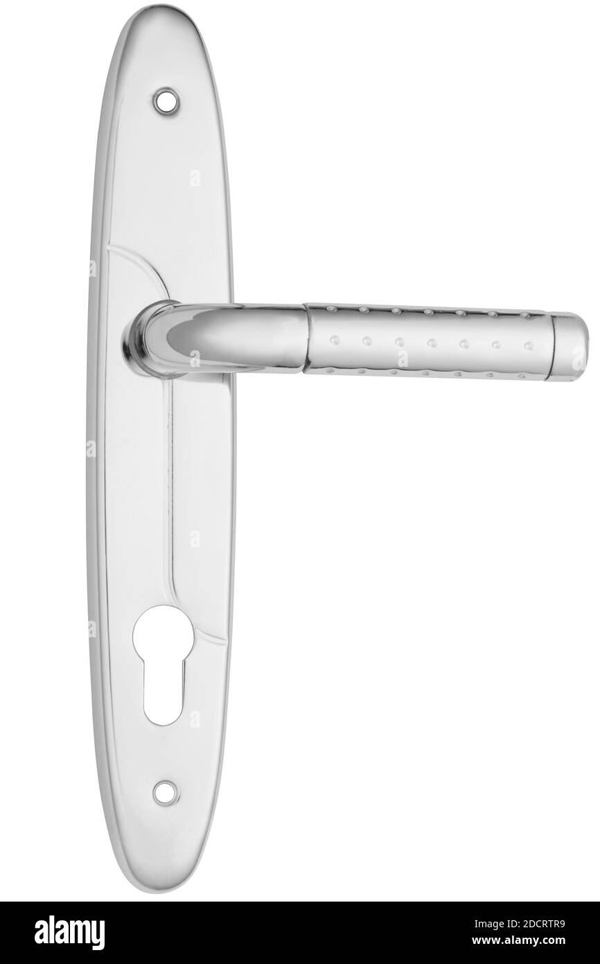 Metal door handle isolated on white background Stock Photo - Alamy