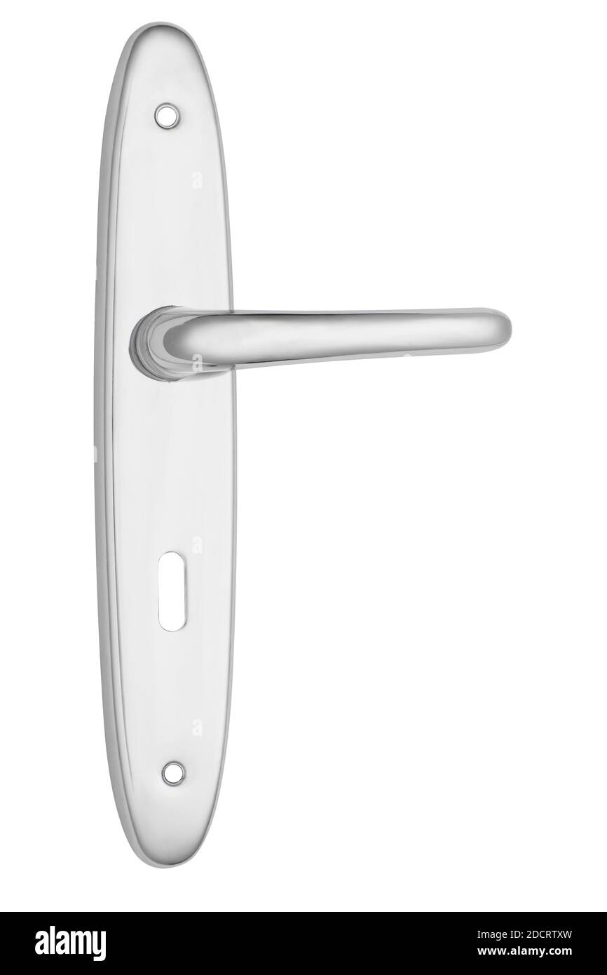 Metal door handle isolated on white background Stock Photo - Alamy