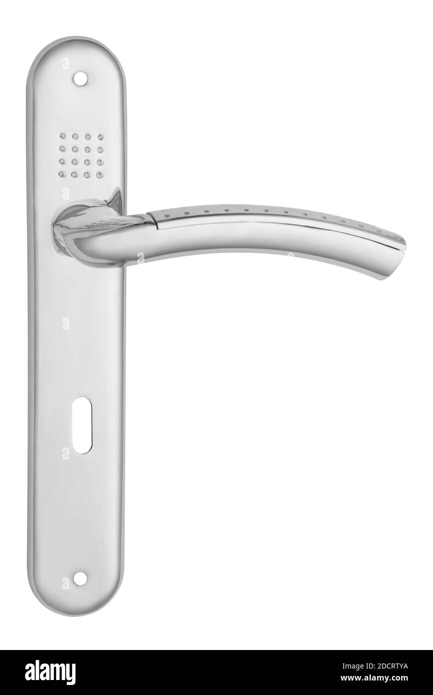 Metal door handle isolated on white background Stock Photo - Alamy