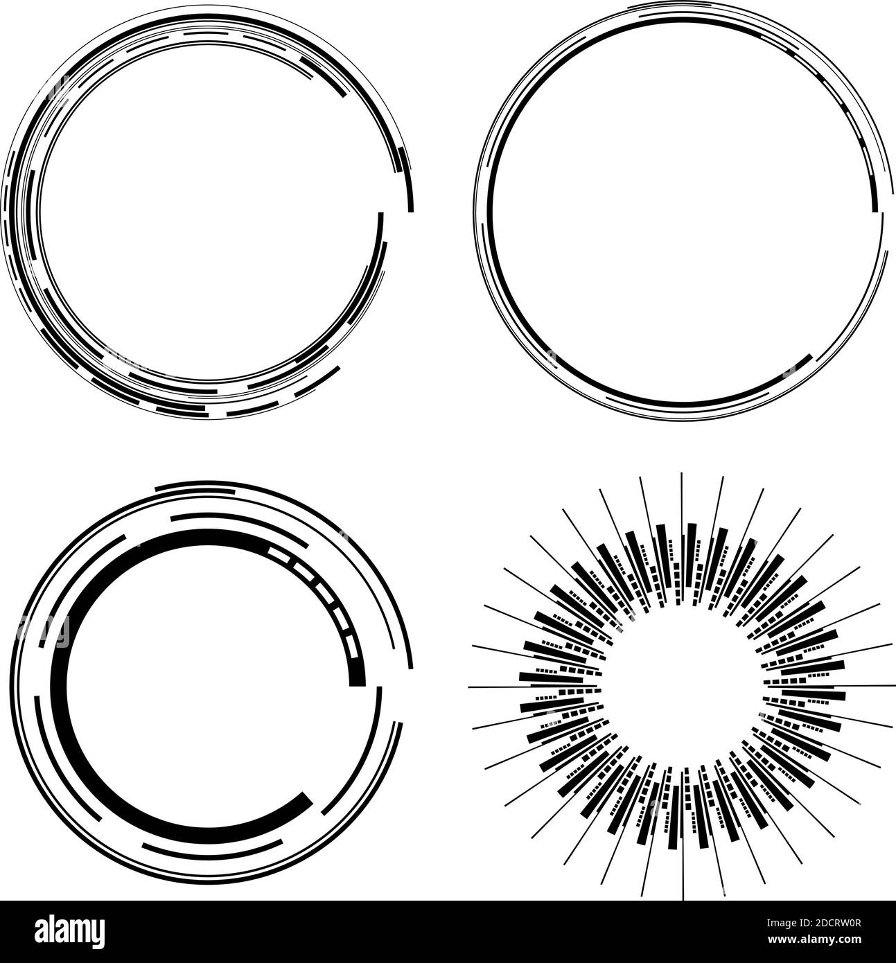 Geometric HUD, sc-fi GUI, UI circular elements. Geometric circle vector ...