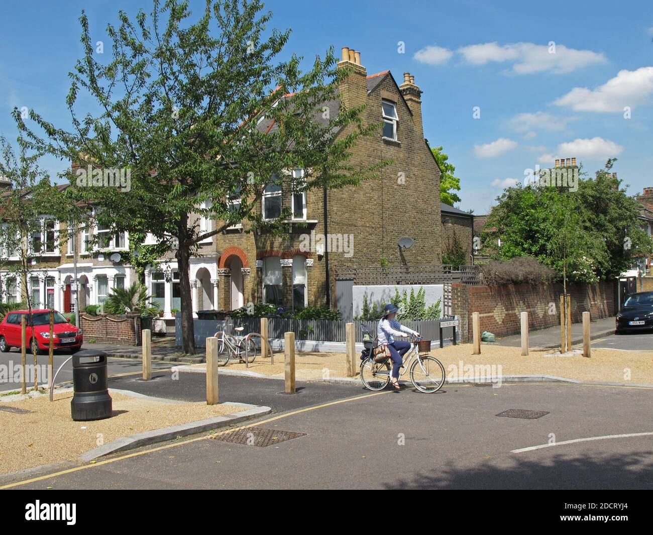 Hatherley Rd & Westbury Rd; junction closure and remodelling, Walthamstow, London, UK. Part of Waltham Forest's Mini Holland scheme for safer streets Stock Photo