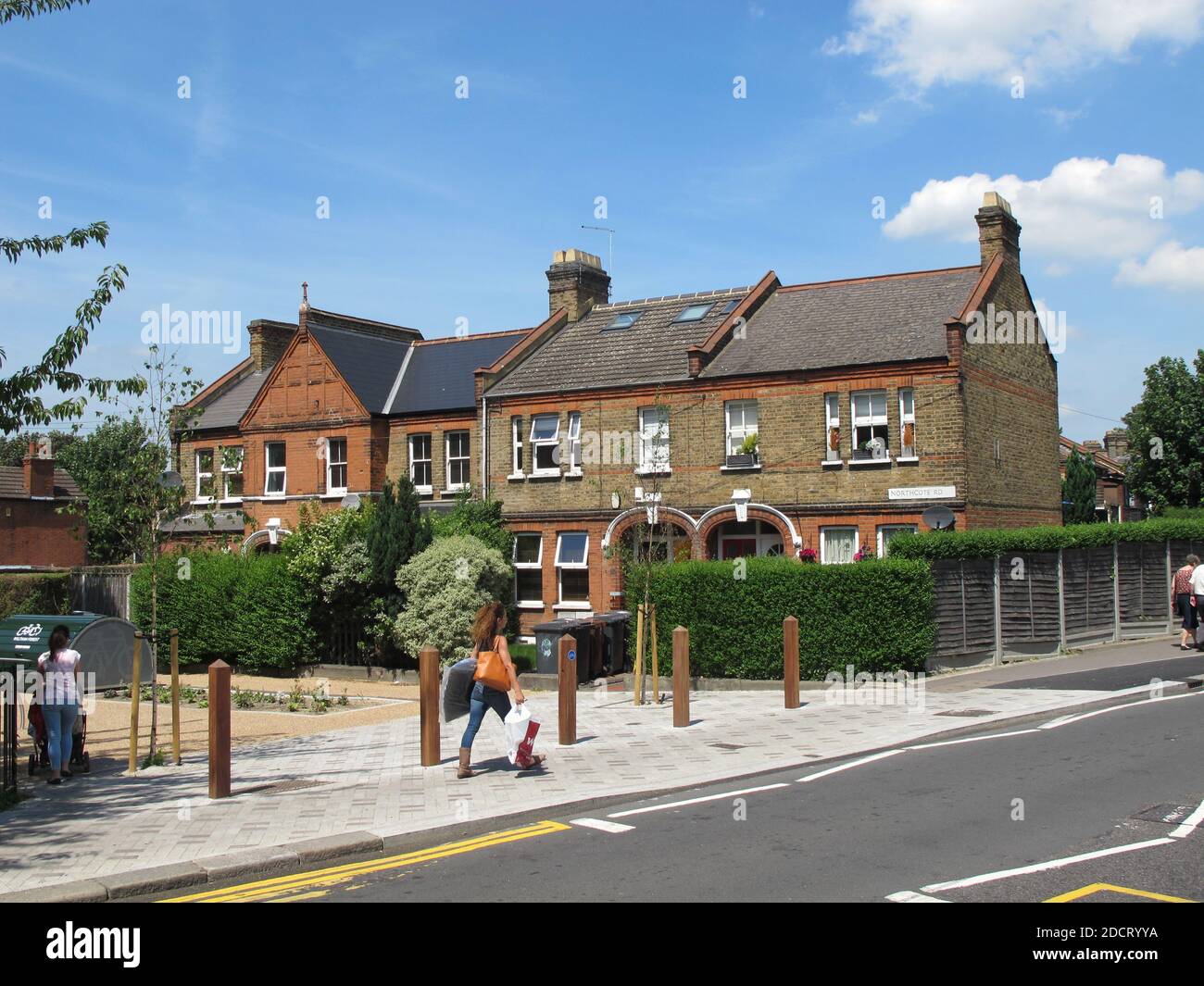 Palmerston Rd & Northcote Rd junction closure and landscaping, Walthamstow, London, UK. Part of Waltham Forest's Mini Holland scheme for safer streets Stock Photo