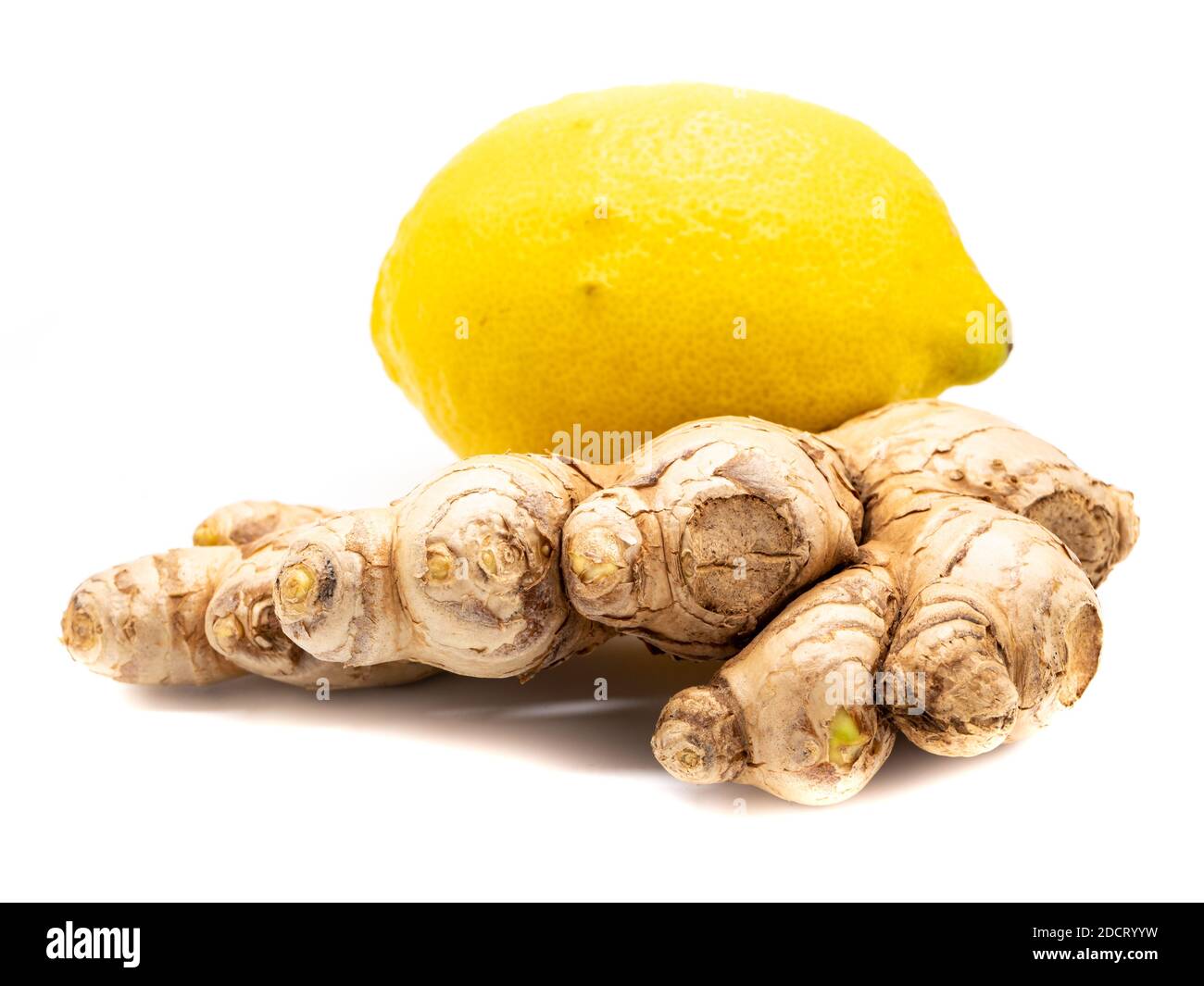 Ginger and lemon isolated on white background Stock Photo