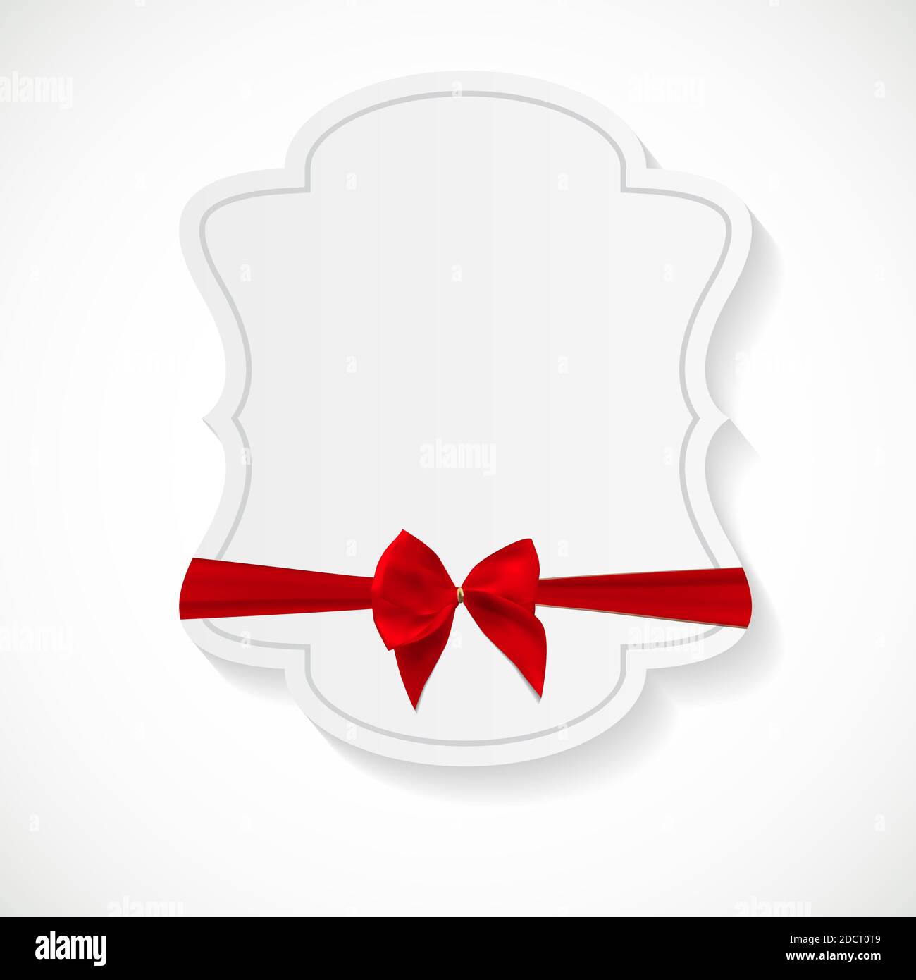 Gift Card with Red Ribbon and Bow. illustration Stock Photo - Alamy