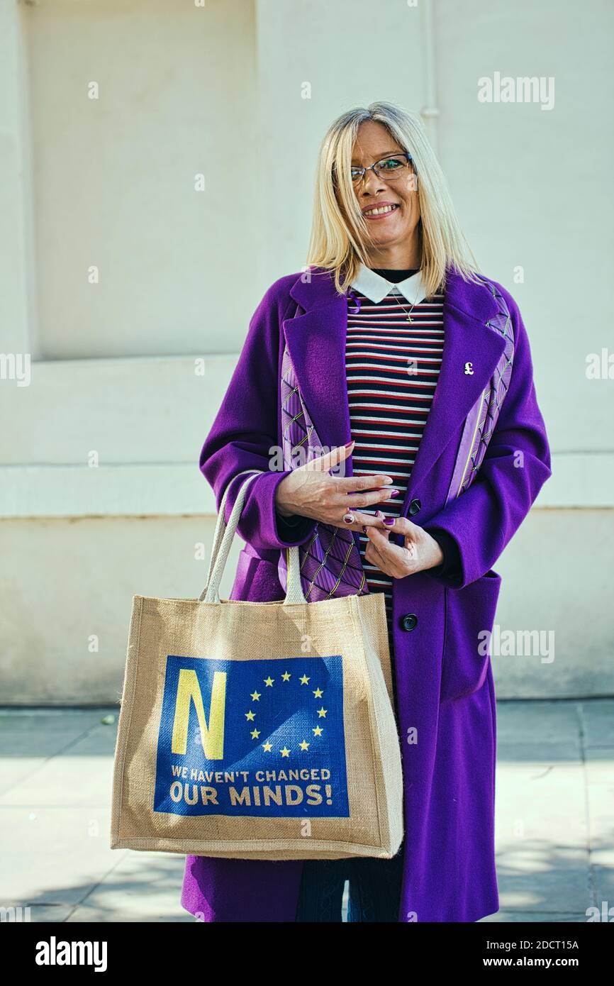 GREAT BRITAIN / England / London / pro-european and anti-brexit female protester. Stock Photo