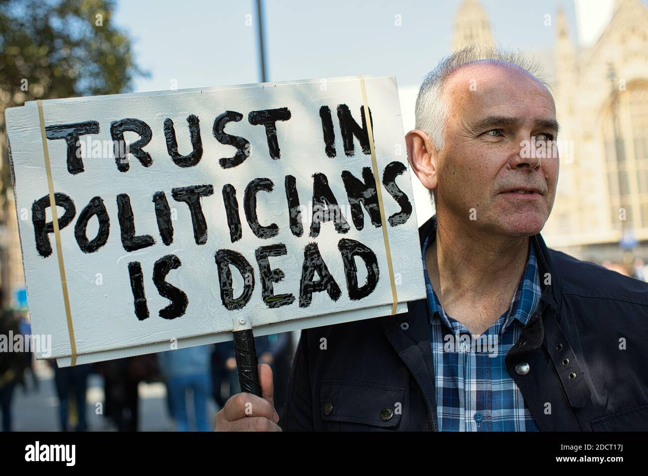 GREAT BRITAIN / England / London /Jeffrey. I ‘am protesting because we had in the Brexit referendum a majority to leave the EU.  Protester protesting Stock Photo