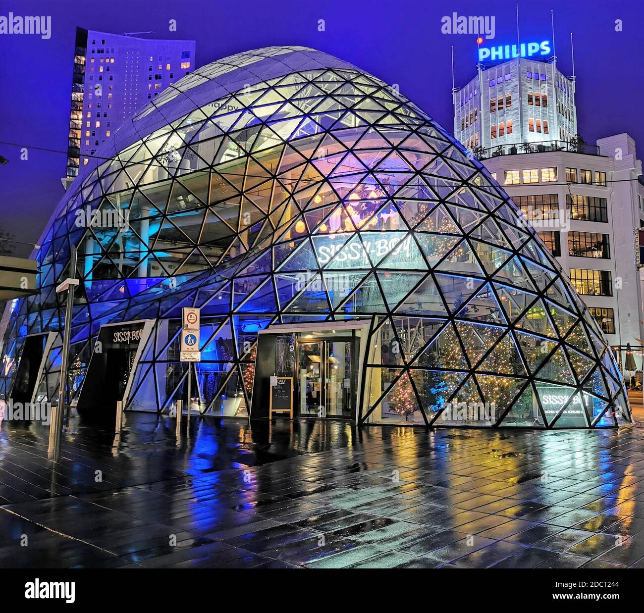 Eindhoven city by night during glow 2020 Stock Photo