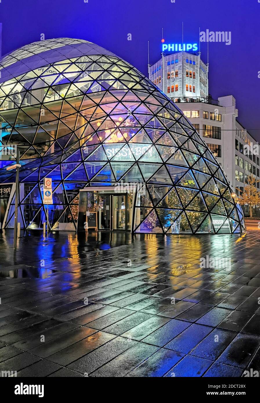 Eindhoven city by night during glow 2020 Stock Photo