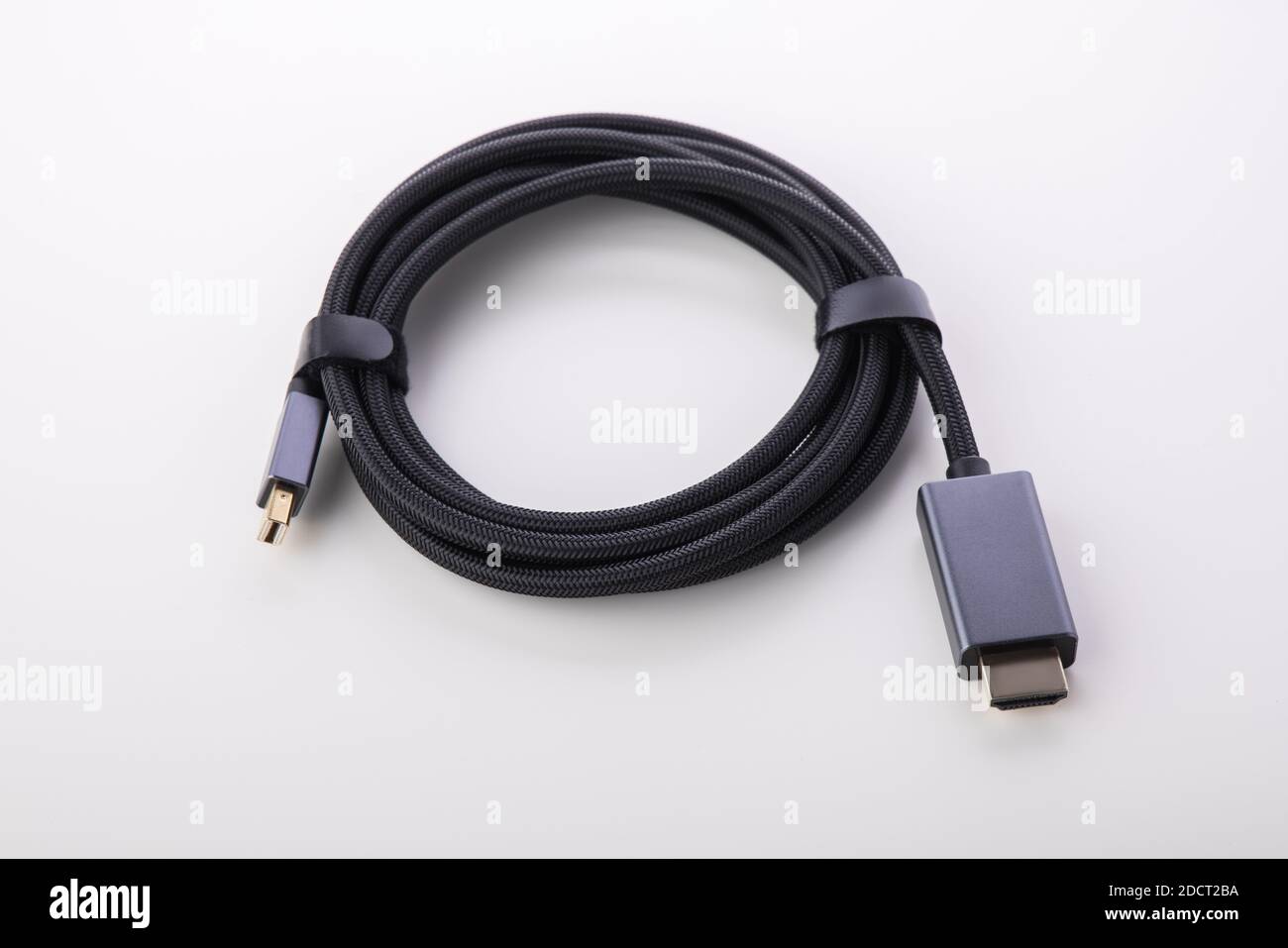 Black wire cable isolated on a white background Stock Photo