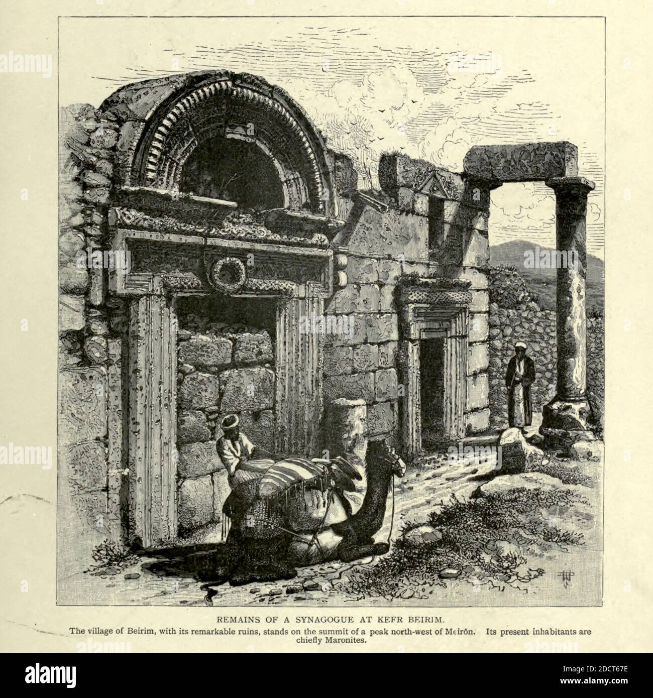 Remains of a Synagogue at Kefr Beirim [Kafr Bir'im, also Kefr Berem] Engraving on Wood from Picturesque Palestine, Sinai and Egypt by Wilson, Charles William, Sir, 1836-1905; Lane-Poole, Stanley, 1854-1931 Volume 2. Published in New York by D. Appleton in 1881-1884 Stock Photo