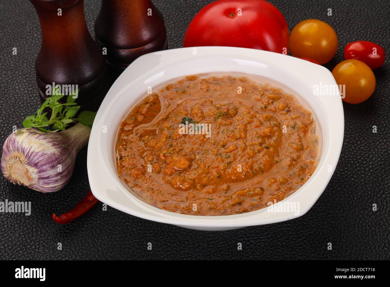 Famous Spanish gazpacho tomato cold soup Stock Photo - Alamy