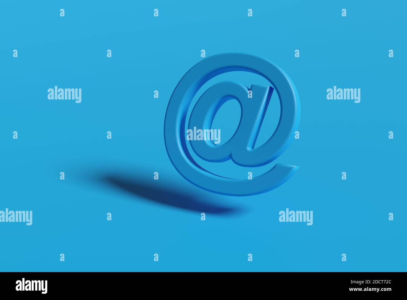 At sign in three dimensions isolated on a blue background. 3d illustration. Stock Photo