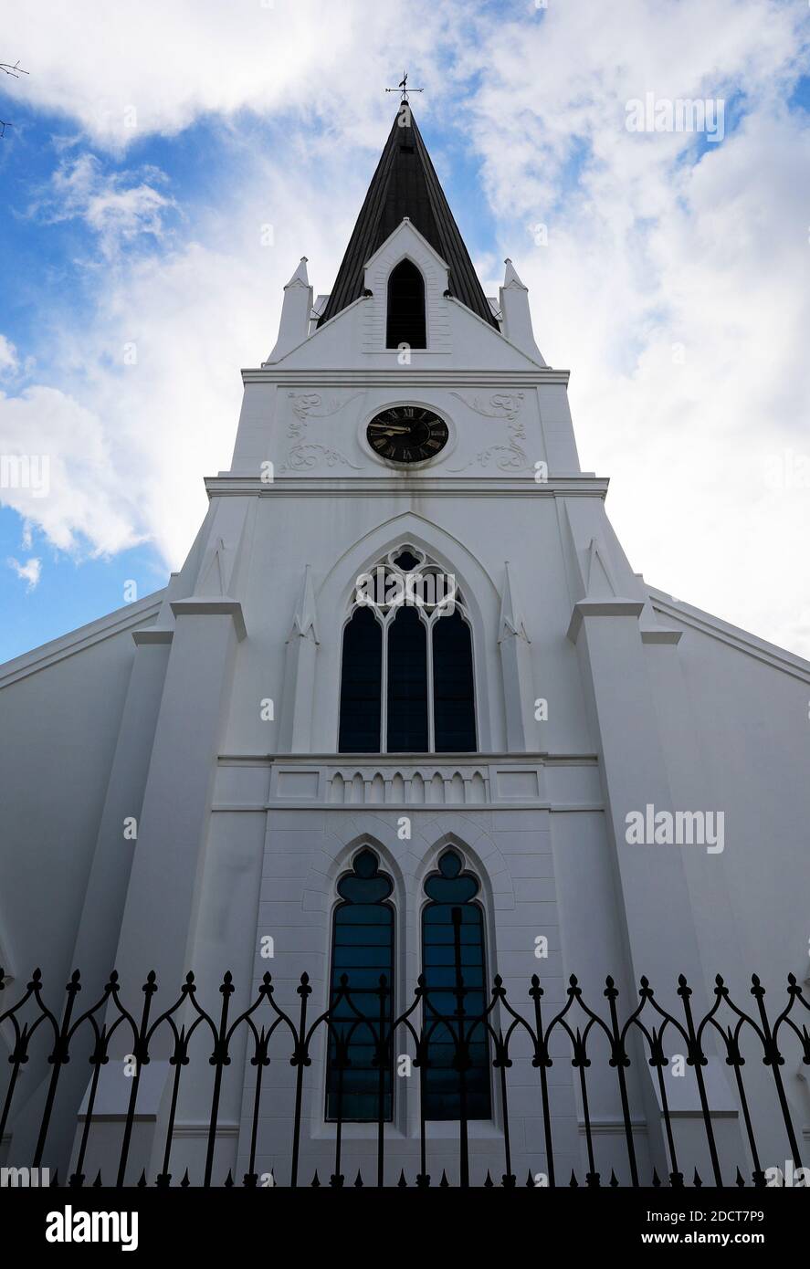 Neo Gothic Tower of the Stellenbosch Moederkerk , Dutch Reformed church, Cape Winelands, Western
