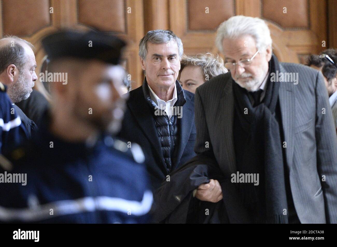 Former French budget minister Jerome Cahuzac leaving the Paris courthouse in Paris, France on February 11, 2018. Former French budget minister Jerome Cahuzac, whose brief in government was to crack down on tax dodgers, was sentenced to three years in prison on December 8, 2016 for tax fraud and money laundering. Photo by Eliot Blondet/ABACAPRESS.COM Stock Photo
