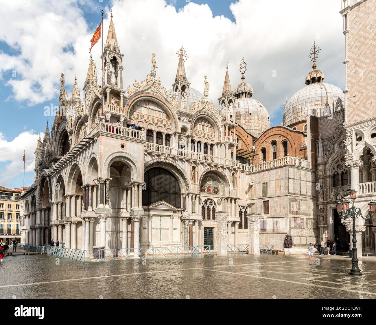 Venice, Italy, 3 october 2020 - St. Marks Square (Piazza San Marco) during flood (acqua alta) in Venice, Italy Stock Photo