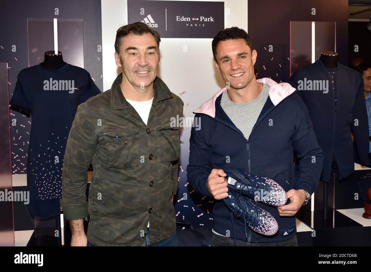 All Blacks rugby legend and Racing 92's Dan Carter, here alongside Franck  Mesnel, attends Capsule Adidas