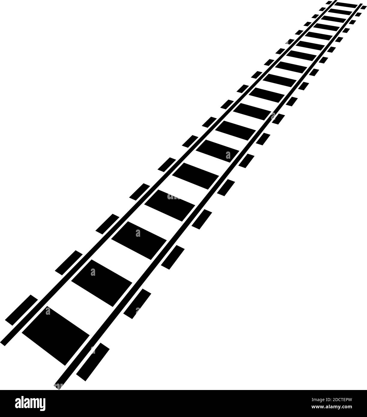 Railroad, Train track, Railway contour, silhouette vector. Tramway