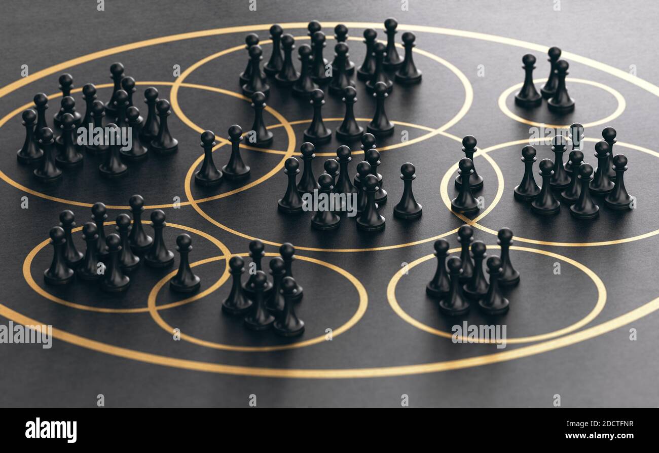 https://c8.alamy.com/comp/2DCTFNR/3d-illustration-of-many-pawns-grouped-together-into-golden-circles-over-black-background-market-segmentation-concept-2DCTFNR.jpg