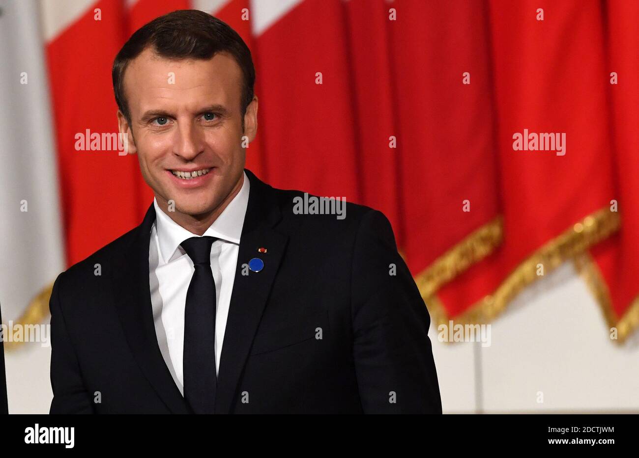France's President Emmanuel Macron attends the fourth Summit of the Southern EU Countries in Rome, Italy, on January 10, 2018. Photo by Eric Vandeville/ABACAPRESS.COM Stock Photo