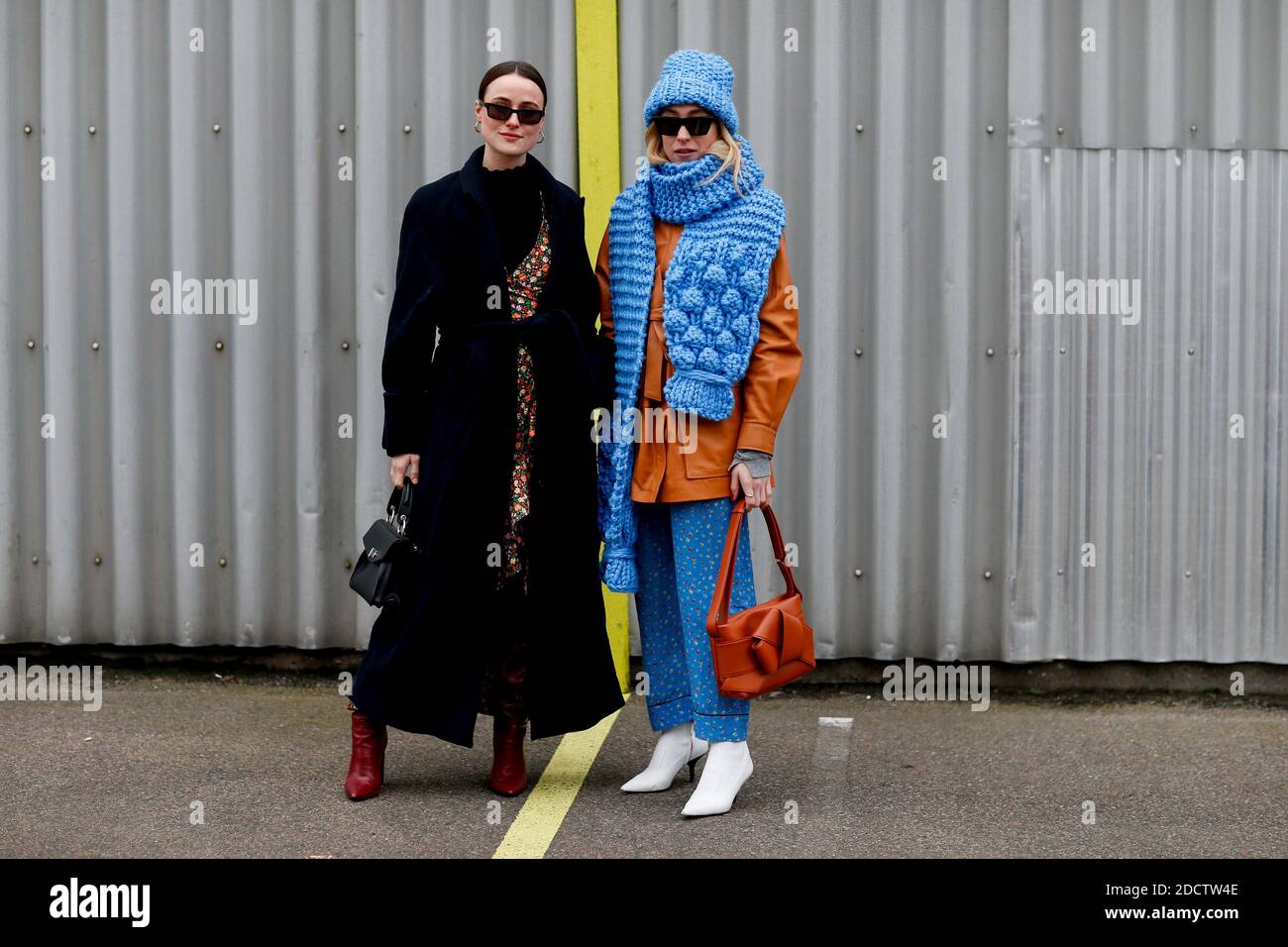 Street style, Lena Lademann and Sonia Lyson arriving at Designers Remix  Fall-Winter 2018-2019 show held at Bella Center, in Copenhagen, Denmark, on  February 1st, 2018. Photo by Marie-Paola Bertrand-Hillion/ABACAPRESS.COM  Stock Photo -