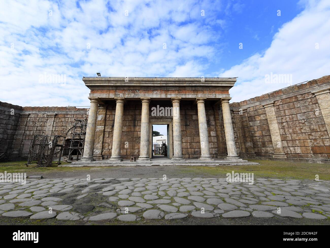 The replica of the ancient Roman Forum built for the BBC television series ' Rome' is open to visitors during the 'Cinecitta shows off' exhibition at  Rome's Cinecitta studios on May 2,2011. Rome's, image size:1300x979