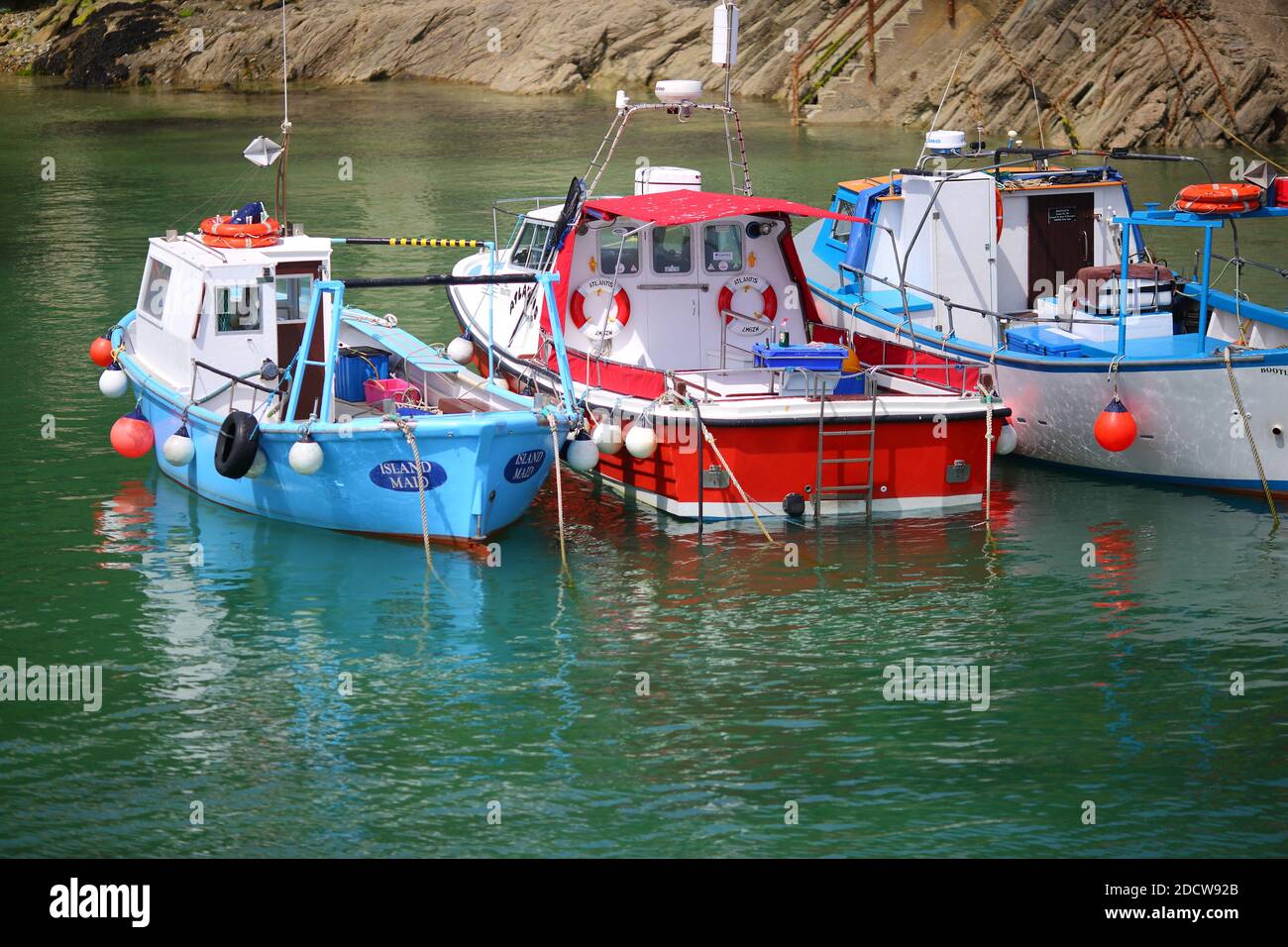 Fishing Life follows uncertain future of Newlyn and impact of Brexit.Fishing boats in Newquay harbour, Cornwall UK Stock Photo