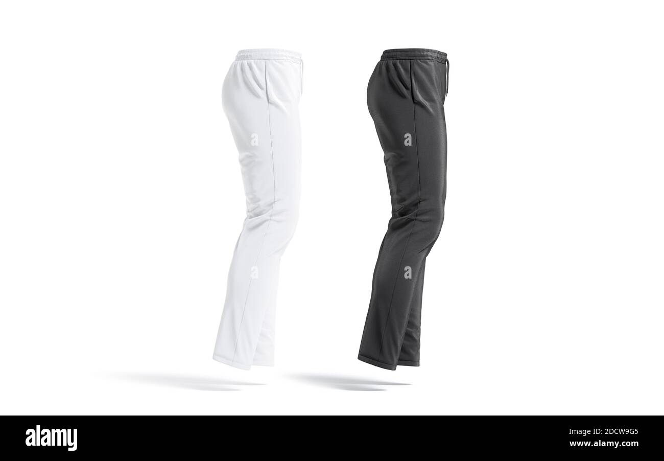 Blank black and white sport pants mock up, isolated Stock Photo