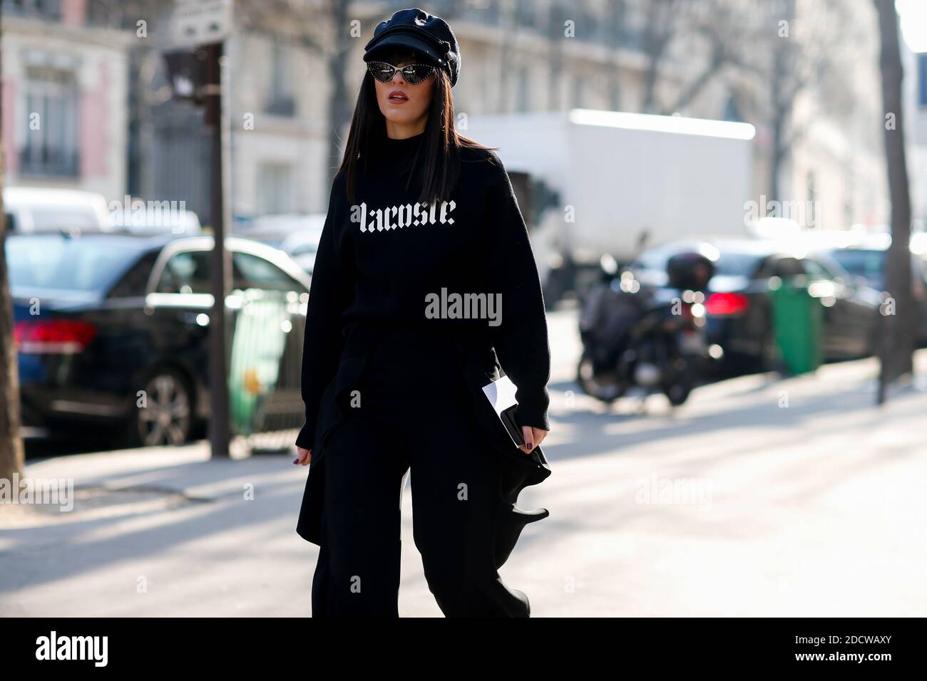 Street style, Laura Comolli arriving at Lacoste Fall-Winter 2018-2019 show  held at Lycee Carnot, in Paris, France, on February 28, 2018. Photo by  Marie-Paola Bertrand-Hillion/ABACAPRESS.COM Stock Photo - Alamy