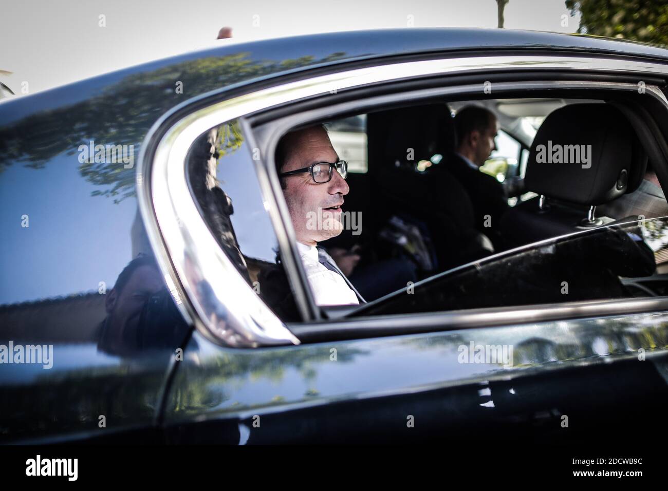 Benoit Hamon, candidate of the left-wing party 'Parti Socialiste' for presidential elections 2017 attends a Landaise race ( course landaise) in Aignan, France on April 17, 2017. Photo by Thibaud Moritz/ABACAPRESS.COM Stock Photo