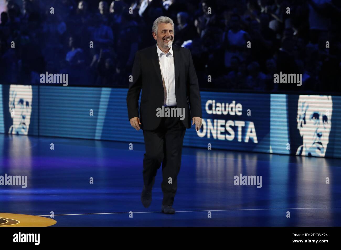 France's legendary coach Claude Onesta is presented to the crowd before the Golden League Handball game France vs Denmark in Accorhotels Arena, Paris, France on January 7th, 2018. Photo by Henri Szwarc/ABACAPRESS.COM Stock Photo