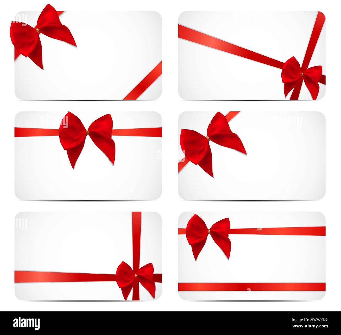 Gift Card Set with Red Ribbon and Bow. illustration Stock Photo Alamy