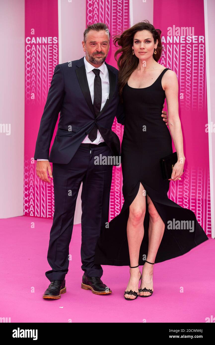 Tom Waes and Anna Drijver pose along the pink carpet for the opening of  MIPTV 2018 and the screening of 'Miguel' and 'Undercover' during  Canneseries 2018 at the Palais du Festival in