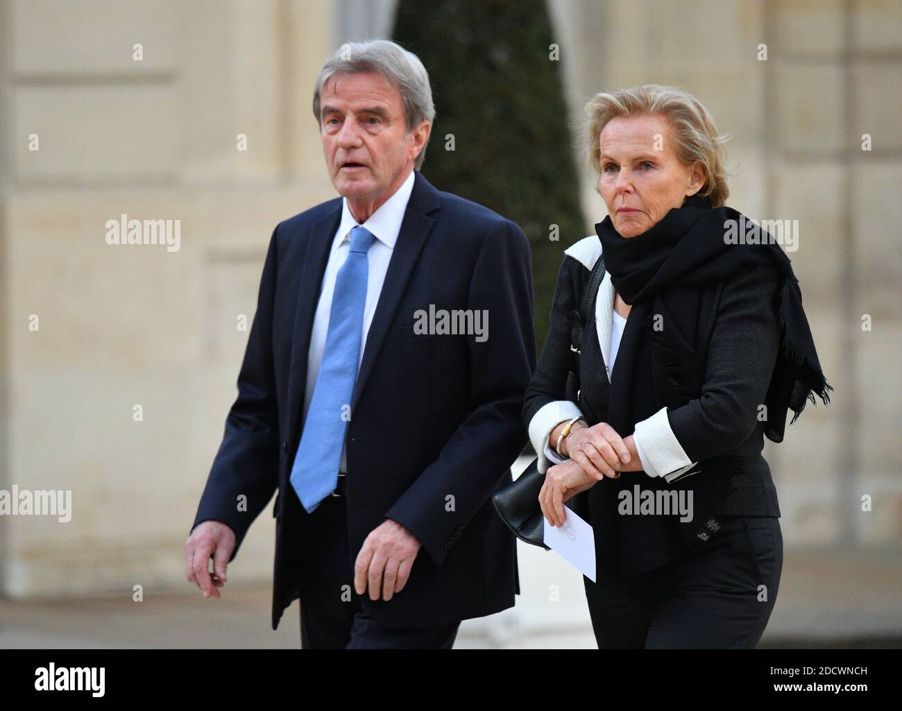 Bernard Kouchner and wife Christine Ockrent arrive for an official dinner at The Elysee Palace in Paris on April 10, 2018, part of the visit of Saudi Arabia's Crown Prince Mohammed bin Salman to France. Photo by Christian Liewig/ABACAPRESS.COM Stock Photo