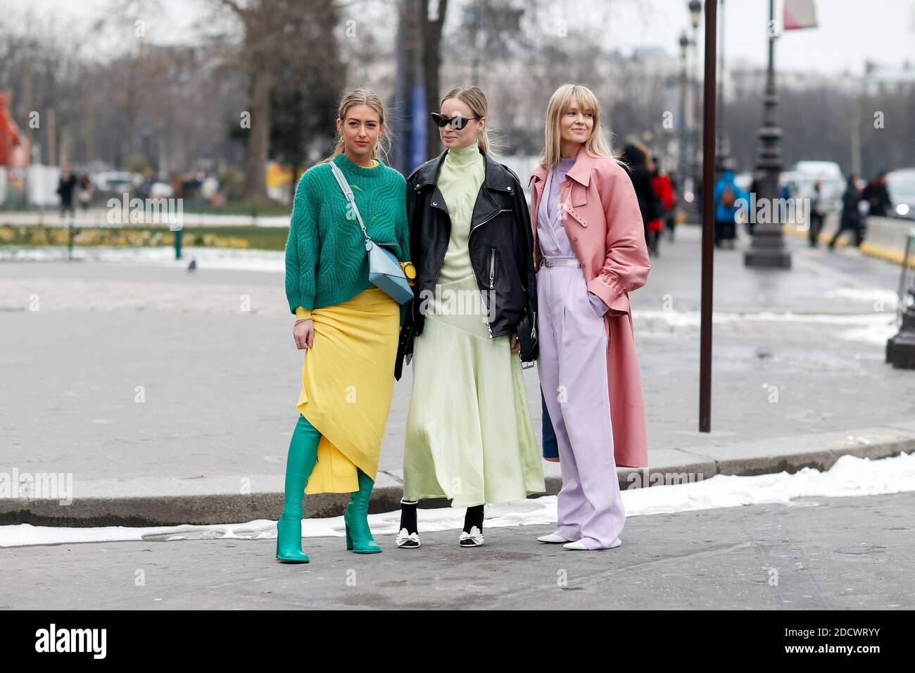 Street style, Emili Sindlev, Thora Valdimars and Jeanette Friis Madsen  arriving at Paco Rabanne Fall-Winter 2018-2019 show held at Grand Palais in  Paris, France, on March 1, 2018. Photo by Marie-Paola  Bertrand-Hillion/ABACAPRESS.COM