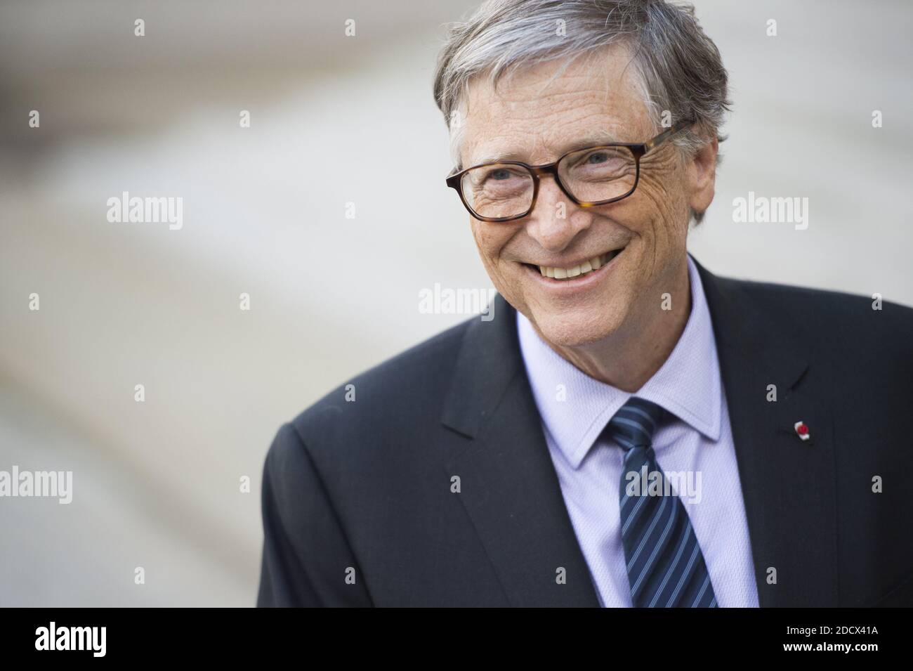 US entrepreneur and philantropist Bill Gates leaves the Elysee Palace in Paris on April 16, 2018. Photo by Eliot Blondet/ABACAPRESS.COM Stock Photo