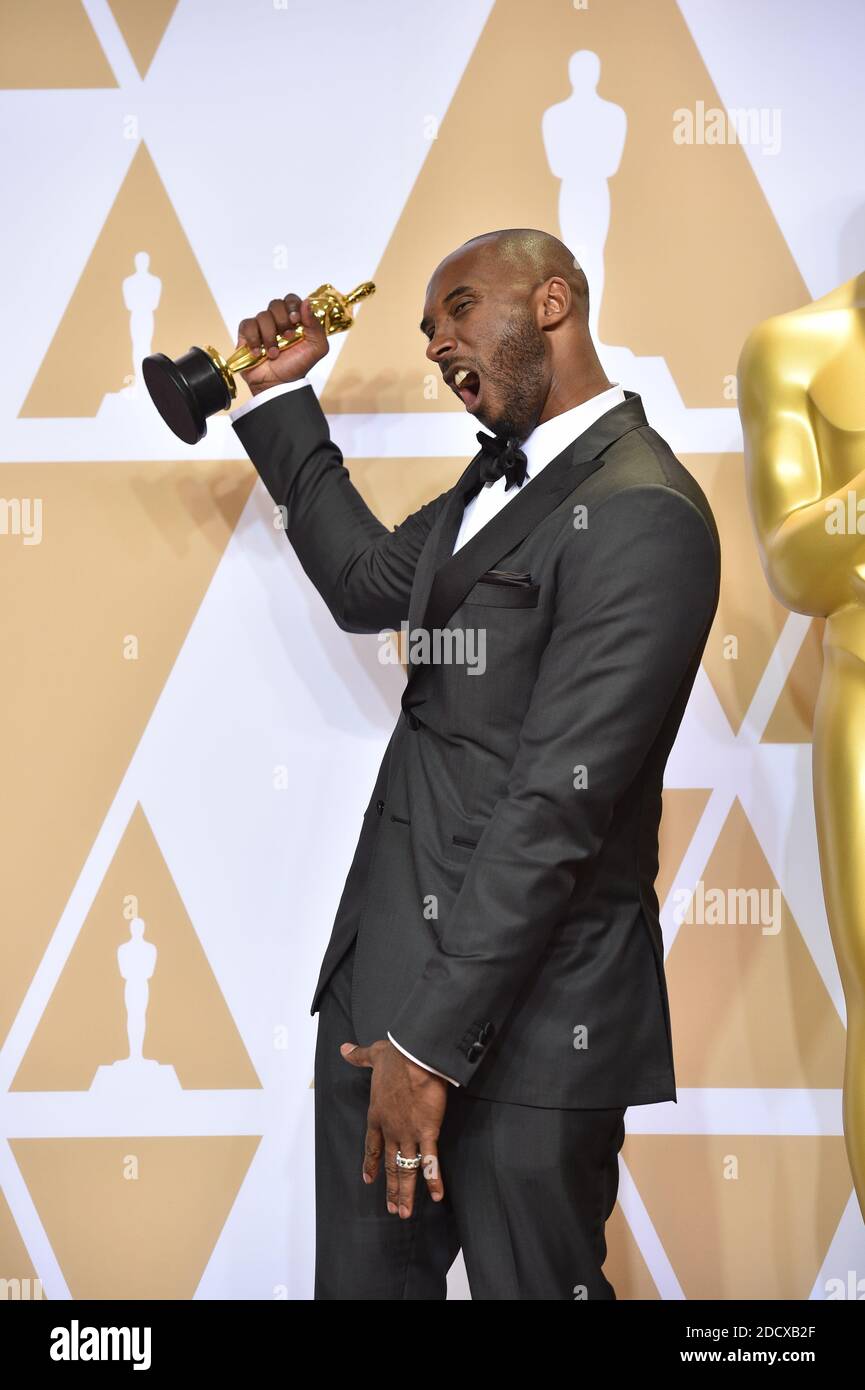 Filmmaker Kobe Bryant, winner of the Best Animated Short Film award for  'Dear Basketball,' in the press room at the 90th Academy Awards held at the  Dolby Theatre in Hollywood, Los Angeles