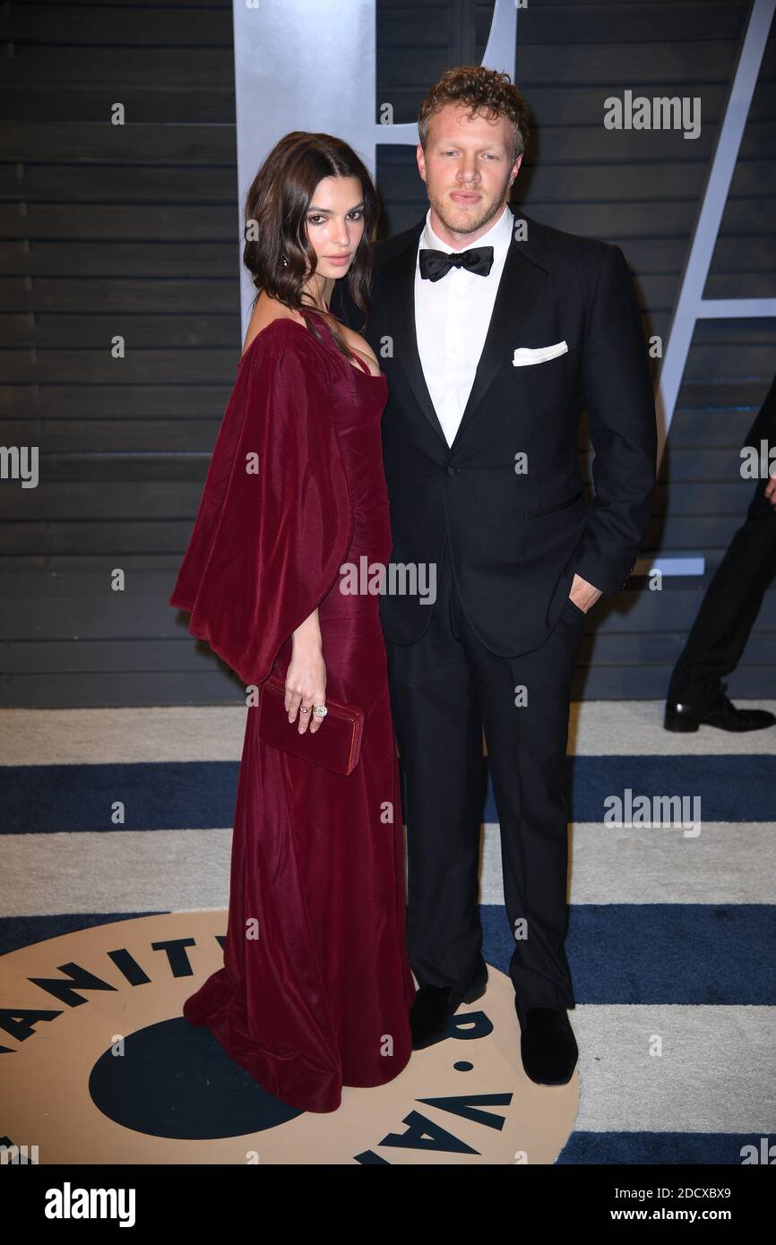 Emily Ratajkowski and husband Actor Sebastian Bear-McClard attending the 2018 Vanity Fair Oscar Party hosted by Radhika Jones at Wallis Annenberg Center for the Performing Arts on March 4, 2018 in Beverly Hills, Los angeles, CA, USA. Photo by DN Photography/ABACAPRESS.COM Stock Photo