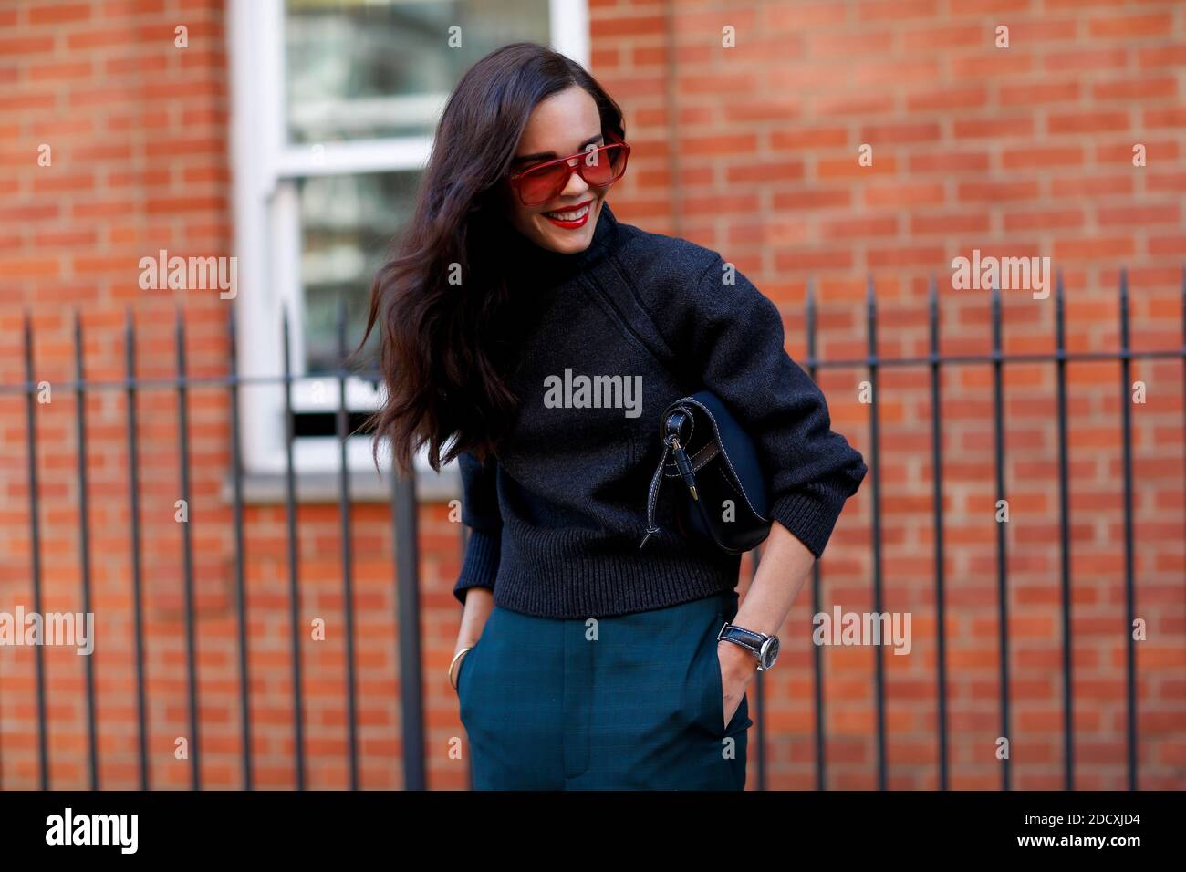 Street style, Evangelie Smyrniotaki arriving at JW Anderson Fall-Winter