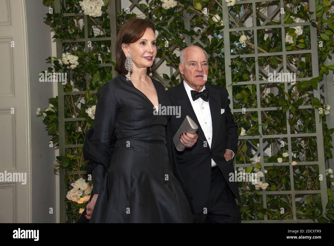 Henry Kravis and Mrs. Marie-Josée Kravis arrive for the State Dinner honoring Dinner honoring President Emmanuel Macron of the French Republic and Mrs. Brigitte Macron at the White House in Washington, DC, USA on Tuesday, April 24, 2018. Photo by Ron Sachs/CNP/ABACAPRESS.COM Stock Photo