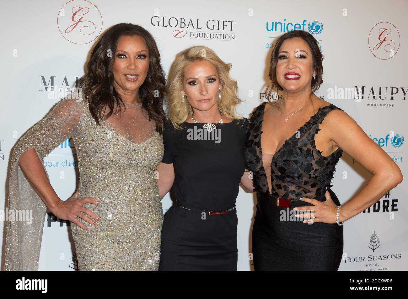 Vanessa Lynn Williams, Maria Bravo and Guest attending the Global Gift Gala in aid of Unicef France and Global Gift Foundation at Seasons Hotel George V in Paris, France on april 25, 2018 . Photo by Nicolas Genin/ABACAPRESS.COM Stock Photo