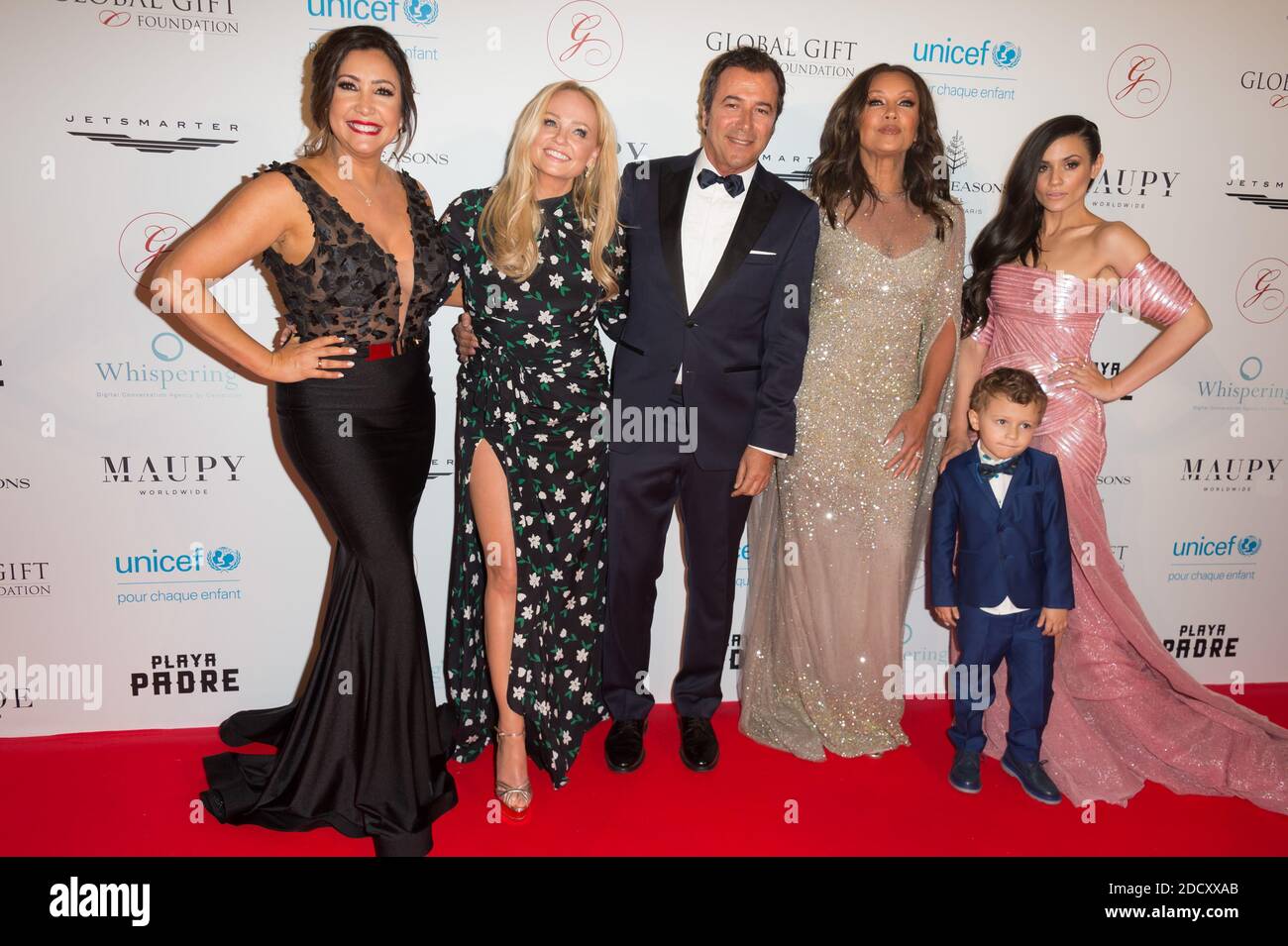 Emma Bunton, Vanessa Lynn Williams, Maria Bravo, Bernard Montiel and Guest attending the Global Gift Gala in aid of Unicef France and Global Gift Foundation at Seasons Hotel George V in Paris, France on april 25, 2018 . Photo by Nicolas Genin/ABACAPRESS.COM Stock Photo
