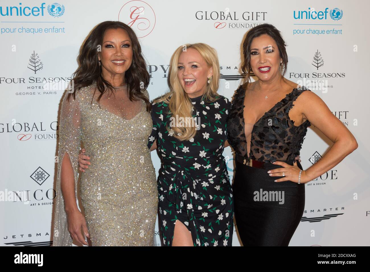 Emma Bunton, Vanessa Lynn Williams and Maria Bravo attending the Global Gift Gala in aid of Unicef France and Global Gift Foundation at Seasons Hotel George V in Paris, France on april 25, 2018 . Photo by Nicolas Genin/ABACAPRESS.COM Stock Photo